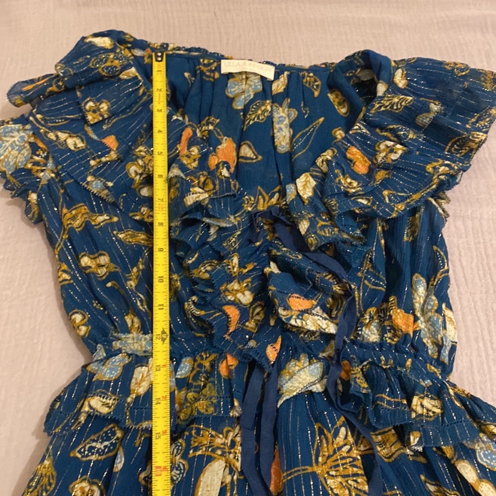 Ulla Johnson Arisa Ruffled Metalic Teal Floral Maxi Dress. Size 2 - Picture 8 of 11